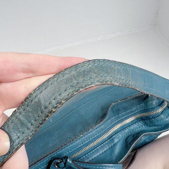 Vintage Coach Leather Hobo Bag Tosca Teal Blue Shoulder Bag Purse - Picture 12 of 13